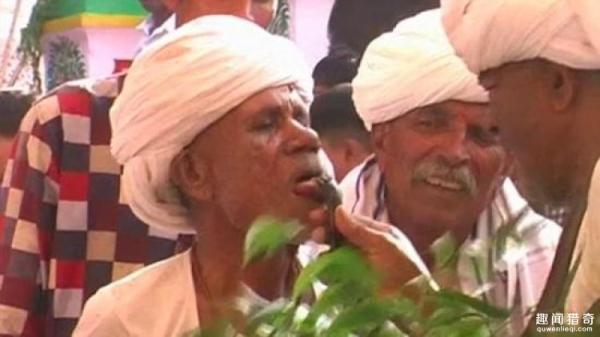 word哥!印度老头常年表演被眼镜蛇咬舌头