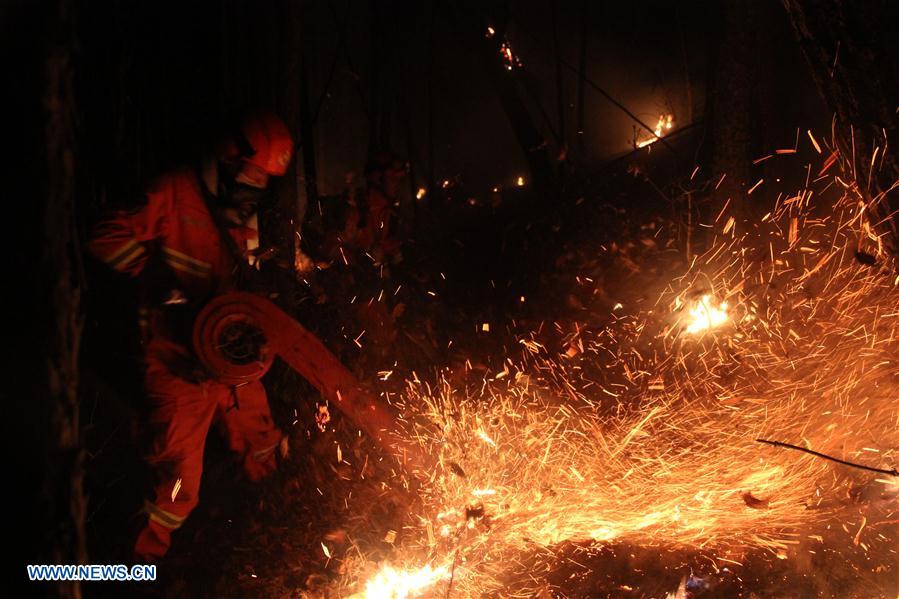 Forest fire rages in north China's Inner Mongolia Autonomous Region #CHINA-INNER MONGOLIA-HULUNBUIR-FIRE (CN)