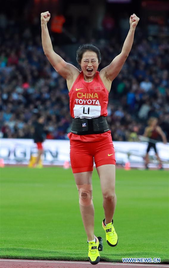 China's Li Lingwei takes javelin throw silver at London worlds