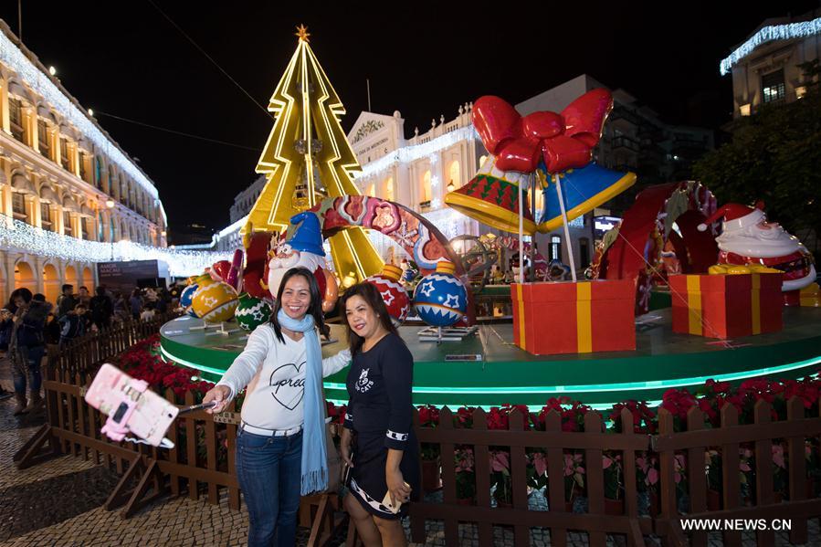 Macao decorated with lights to greet upcoming Christmas CHINA-MACAO-CHRISTMAS LIGHTS (CN)