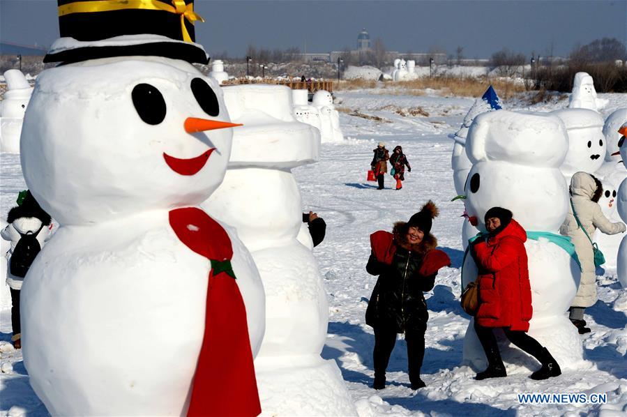 2,018 cute snowmen displayed to greet year 2018 in NE China's Harbin CHINA-HARBIN-SNOWMAN (CN)