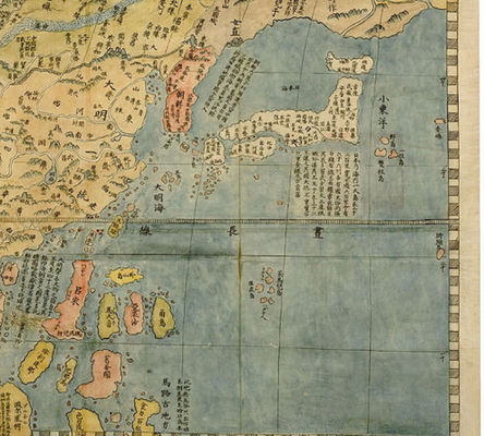 明代的外洋地图，标注朝鲜、日本和东南亚诸国。