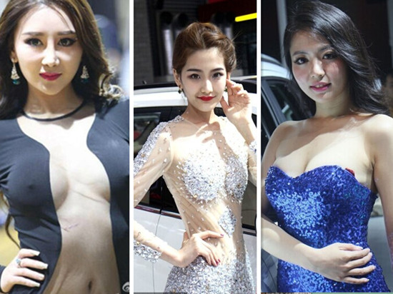 上海车展惊现透视装车模 下体疑真空力压豪乳