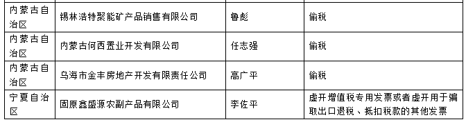 国家税务总局发布重大税收违法案件信息