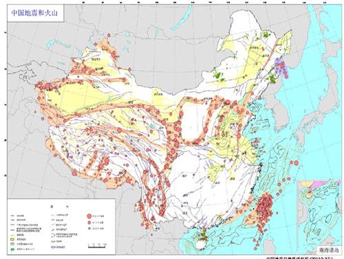 中国地震局地质研究所网站2011年3月18日公布的《中国地震和火山分布图片