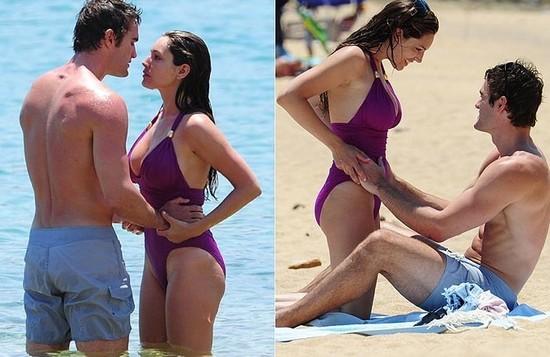 体坛巨星携娇妻沙滩<em>缠绵</em>很放肆 激情不断(组图