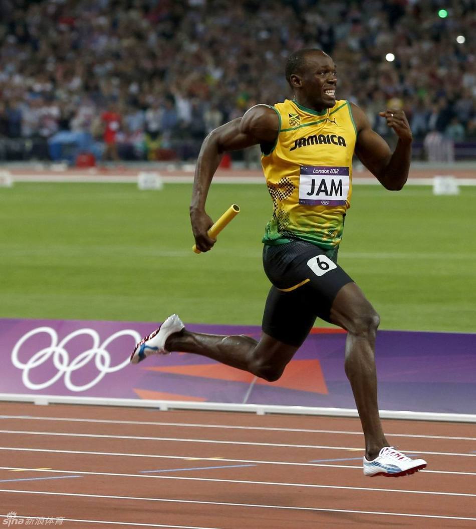 男子4x100米接力博尔特领衔牙买加队破纪录夺