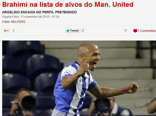 曝曼联冬窗砸葡超最<em>红</em>飞翼 大将手术或赛季报