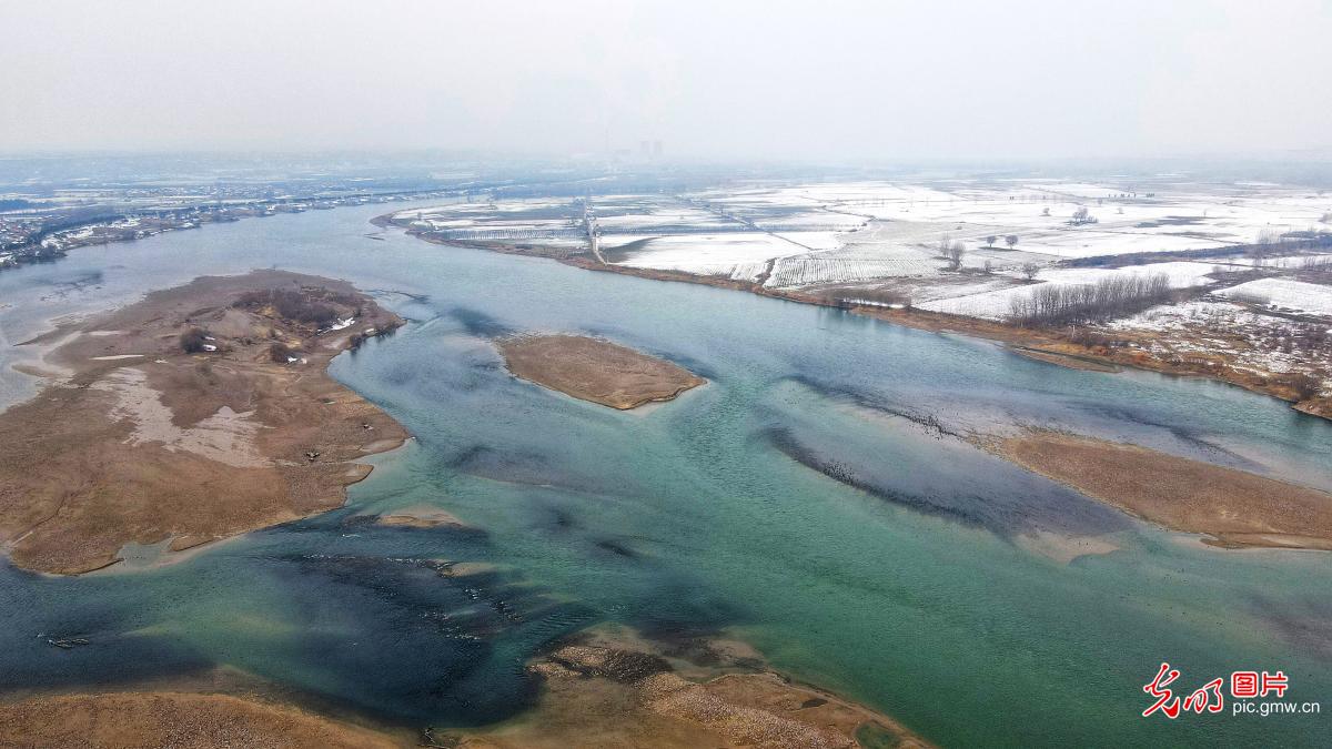 Picturesque winter scenery of Yellow River Delta wetland