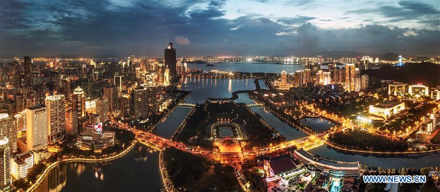 Amazing night view of Xiamen, host city for 2017 BRICS Summit
