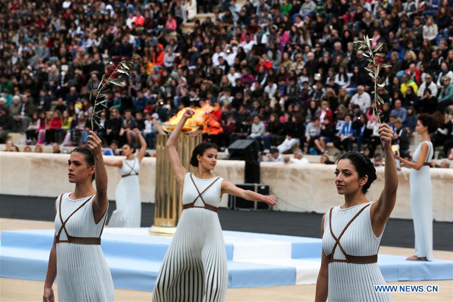 handover ceremony of olympic flame held in athens