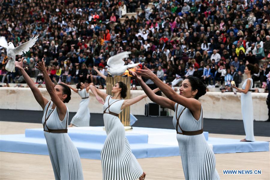 handover ceremony of olympic flame held in athens