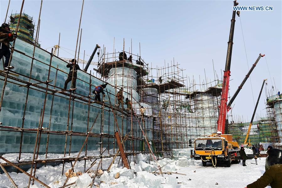ice-snow world park under construction in harbin