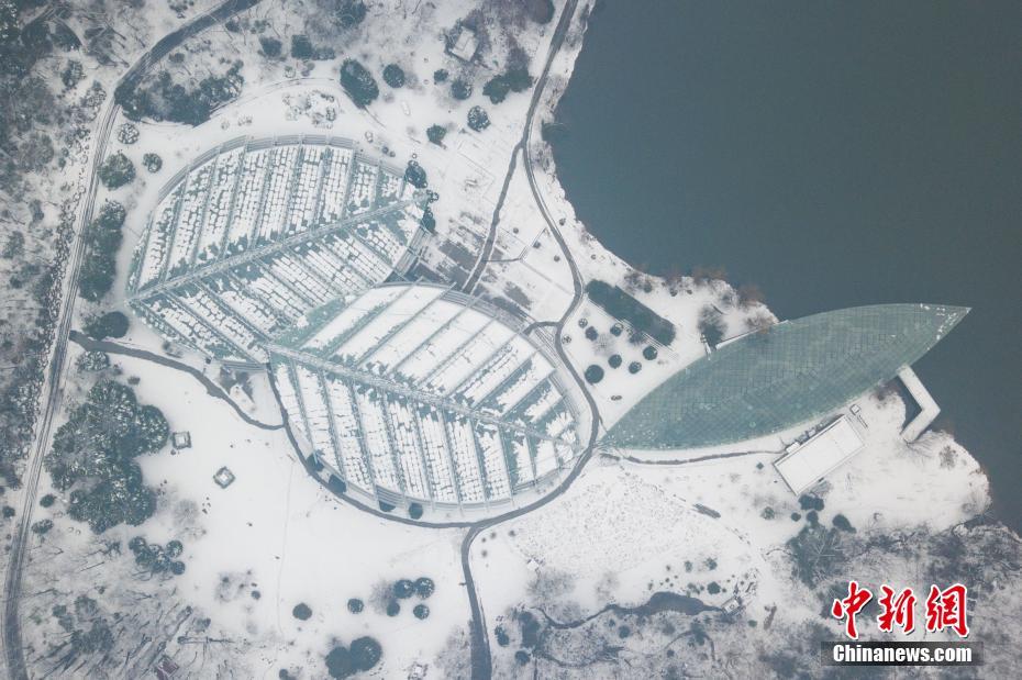 Aerial view of Nanjing after snowfall
