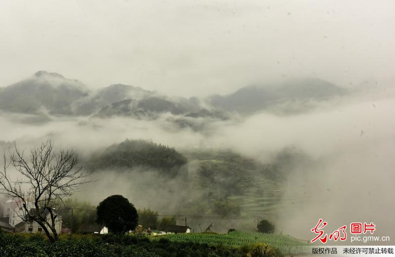 Picturesque scenery of village after rain in E China’s Anhui