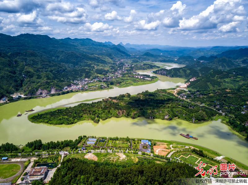Aerial view of Youshui National Wetland Park in SW China’s Hunan