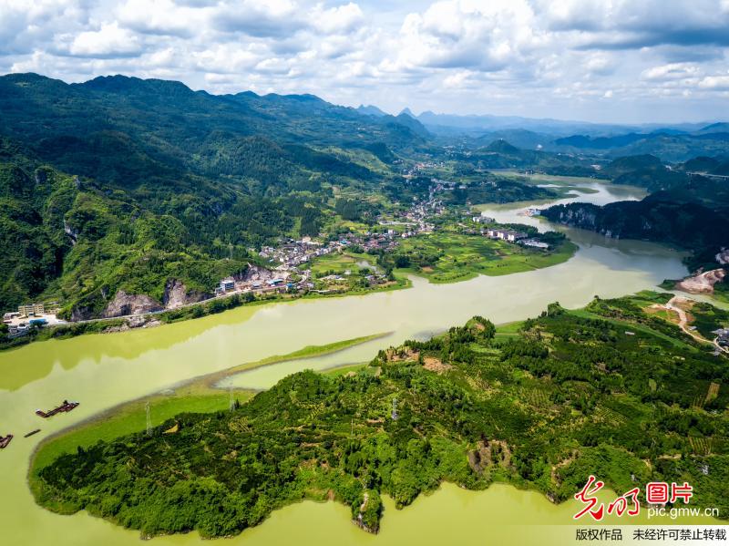 Aerial view of Youshui National Wetland Park in SW China’s Hunan