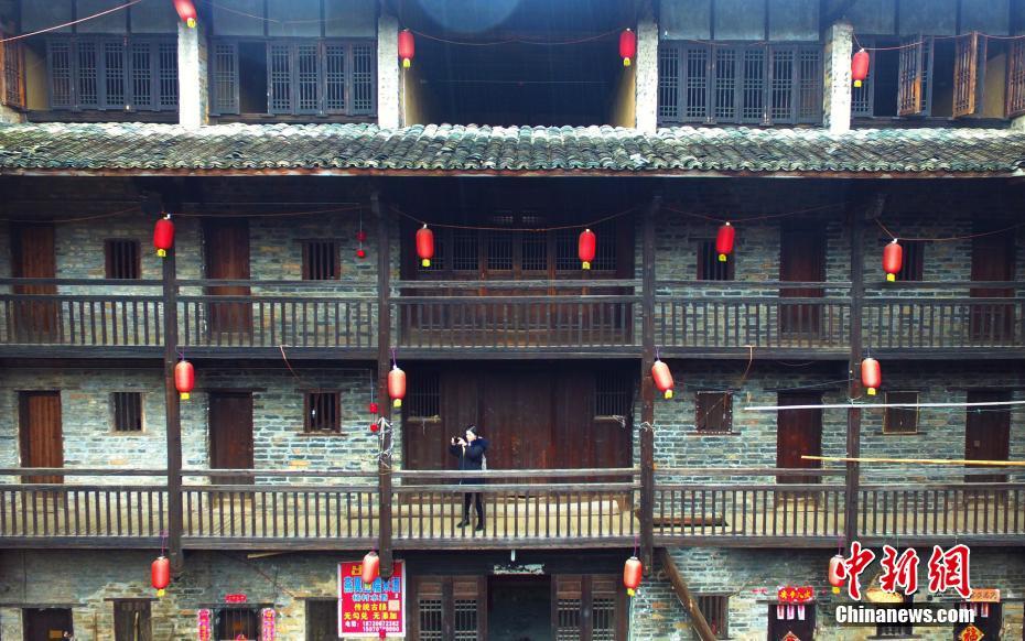Aerial view of ancient four-storey building in E China’s Jiangxi