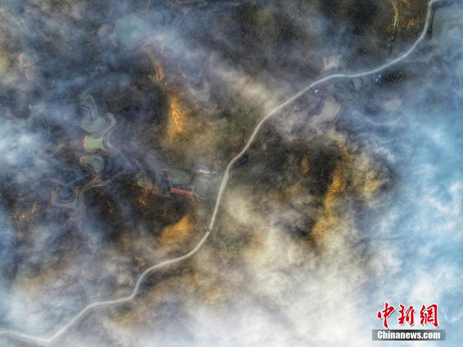 Aerial scenery of sea of clouds in S China’s Guangxi