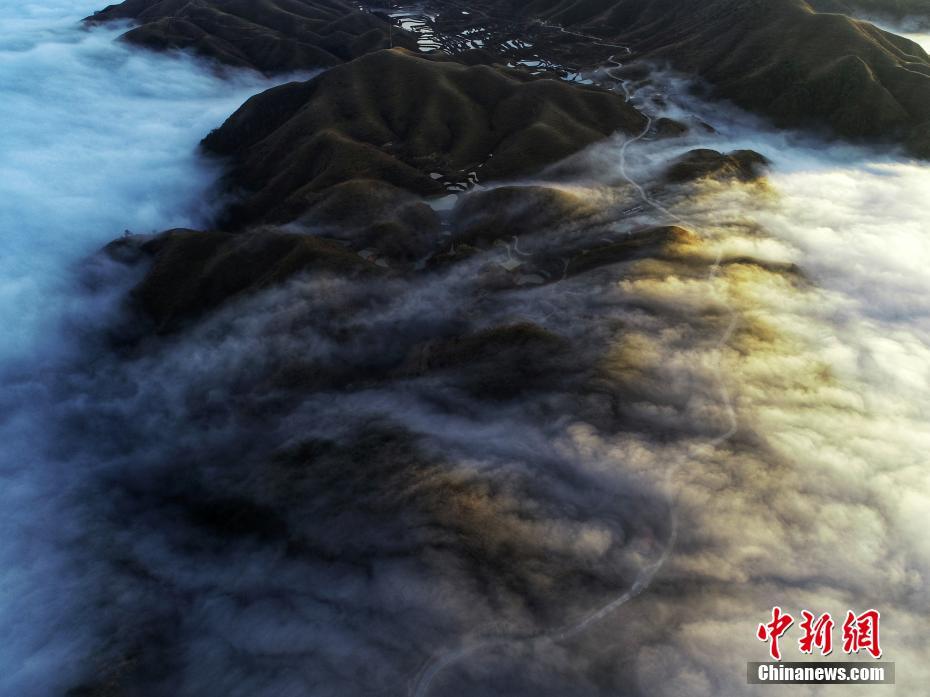 Aerial scenery of sea of clouds in S China’s Guangxi