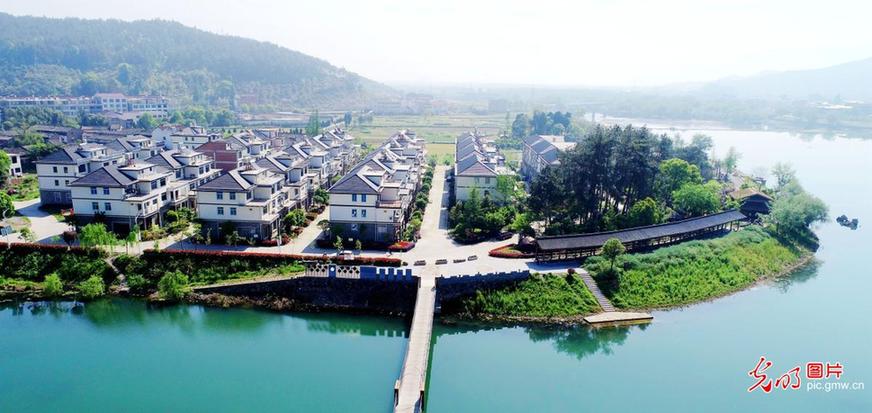 Aerial view of new village in E China’s Zhejiang Province