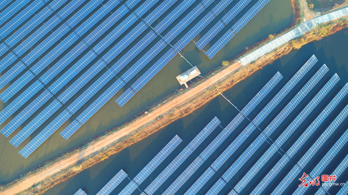 Aerial view of PV power plant in E China's Jiangxi