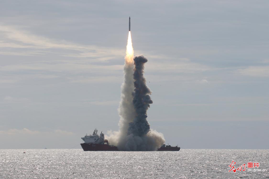 China's first sea-launched rocket successfully blasted off from the Yellow Sea