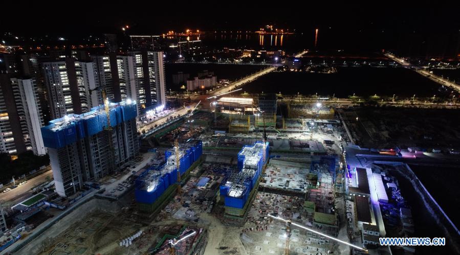 Yazhou Bay Science and Technology City under construction in Sanya