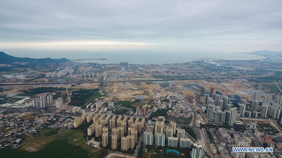 Yazhou Bay Science and Technology City under construction in Sanya