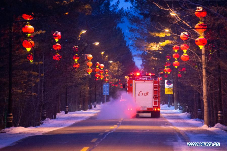 Firefighters stick to posts despite freezing weather in China's northernmost city