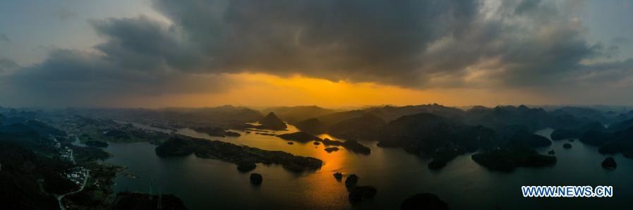 View of Aha Lake National Wetland Park in Guizhou