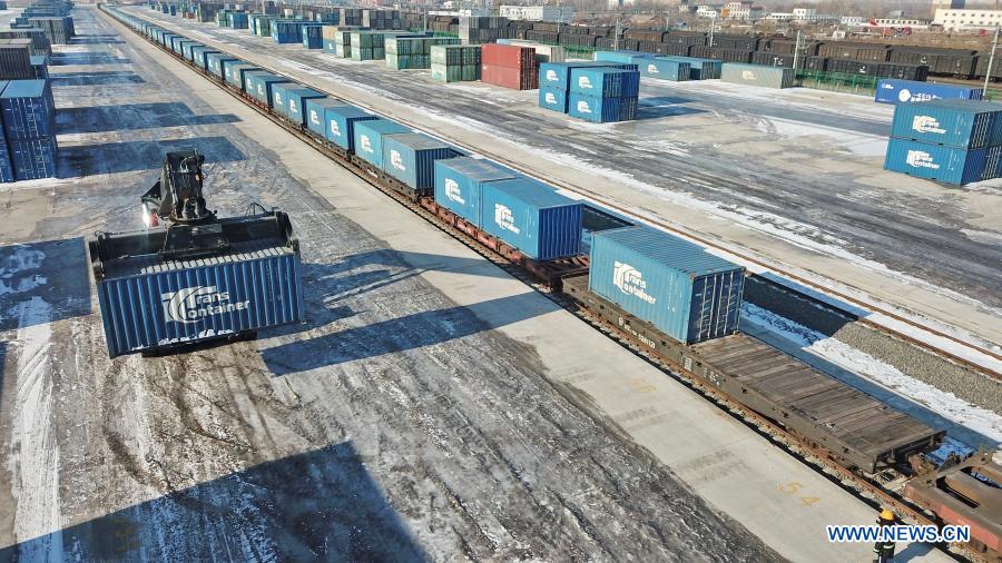 597 containers of goods shipped from China port to Europe in 2021