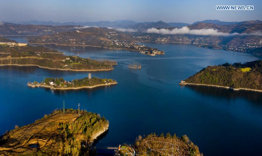 View of Ankang reservoir of Hanjiang River in Shaanxi