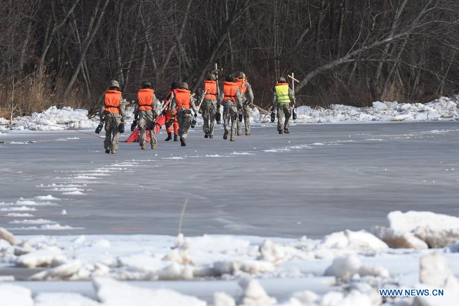 Large ice congestion in Latvia river blown up to avert floods