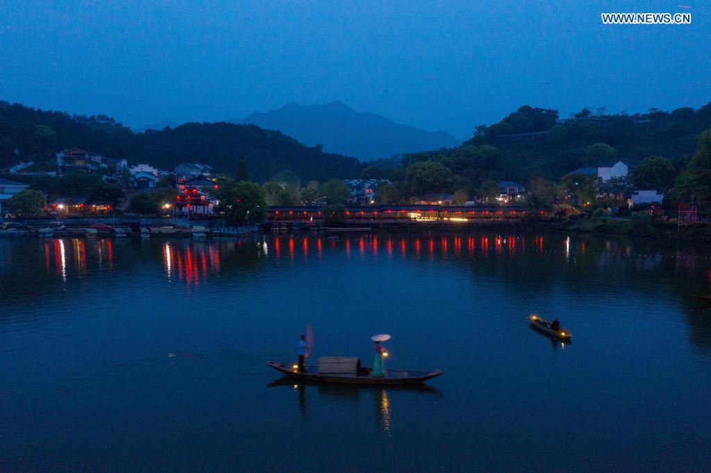 Night view of Sandu Fishing Village in Zhejiang