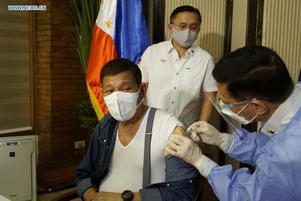 Philippine President Duterte receives China's Sinopharm COVID-19 vaccine