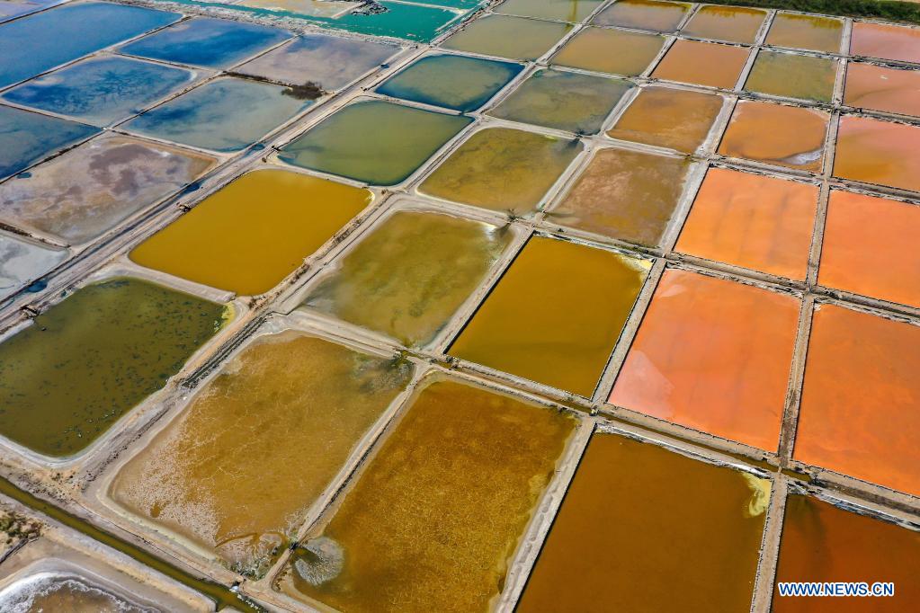View of salt fields in China's Shandong