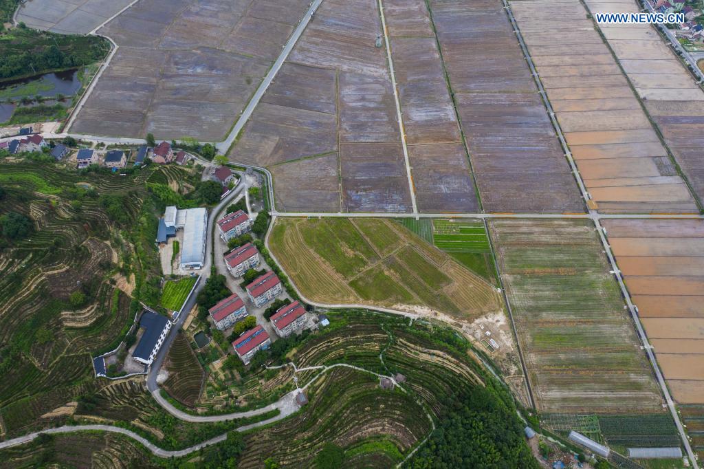 Farmers work in fields in Yushan Township, Hangzhou