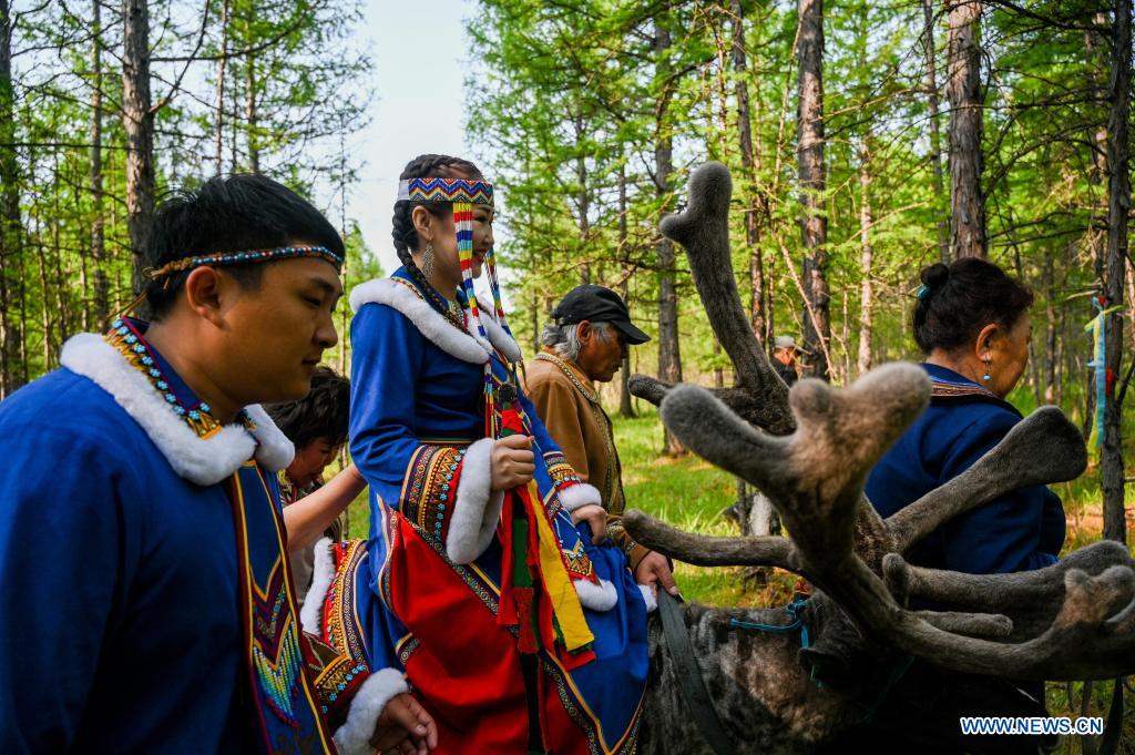 Local Ewenki ethnic group holds traditional wedding in Aoluguya, Inner Mongolia