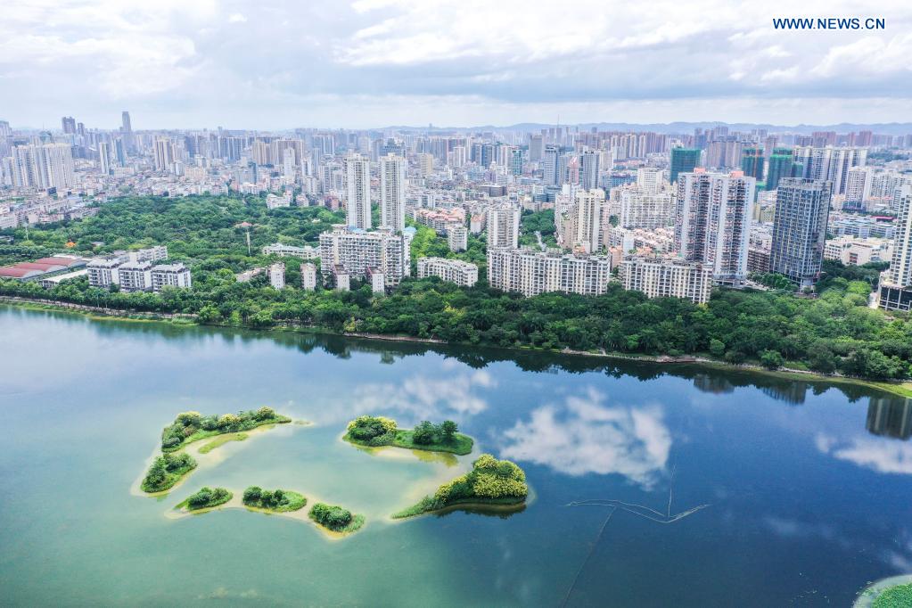Aerial view of Nanning after rain