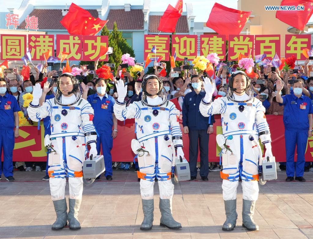 See-off ceremony held for Chinese astronauts of Shenzhou-12 mission