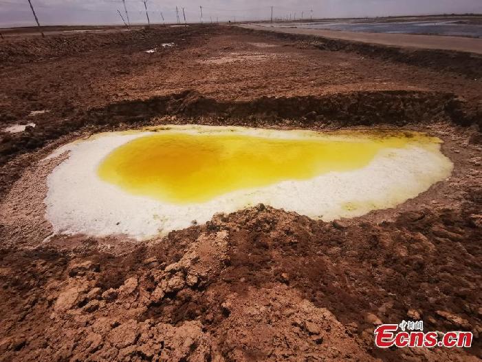Two springs create 'poached egg' image in Qinghai