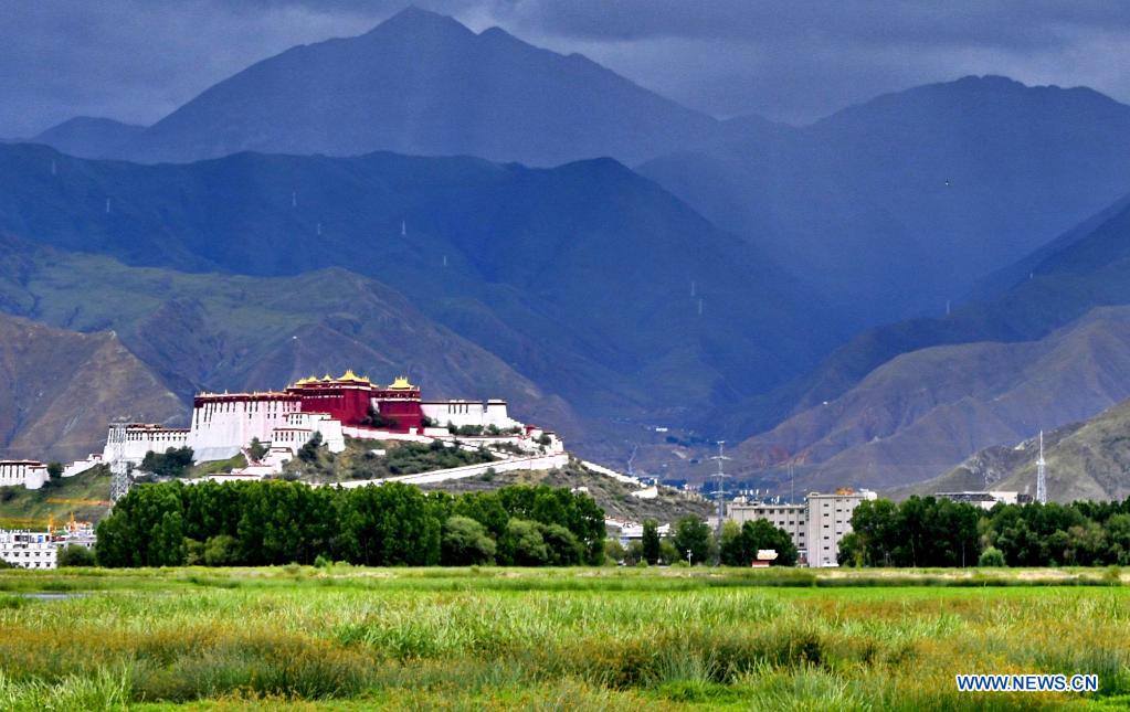 Scenery of Lhalu wetland national nature reserve in Lhasa