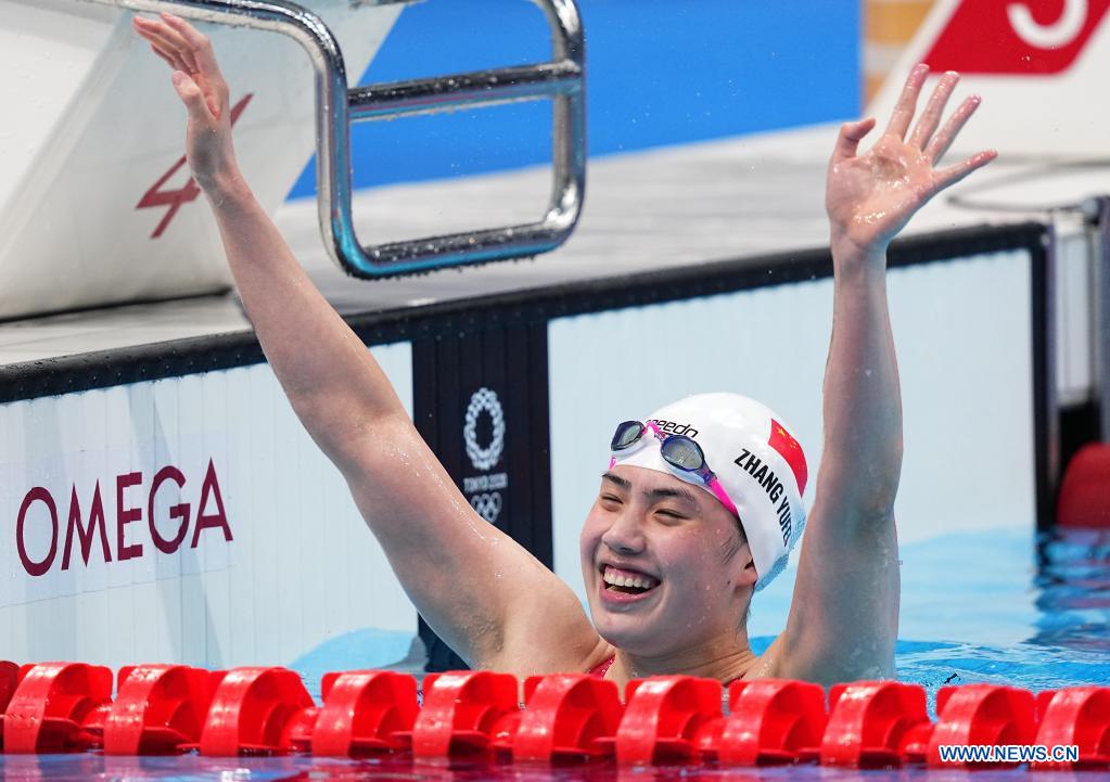 China's Zhang shatters Olympic record to win women's 200m butterfly gold at Tokyo Olympics
