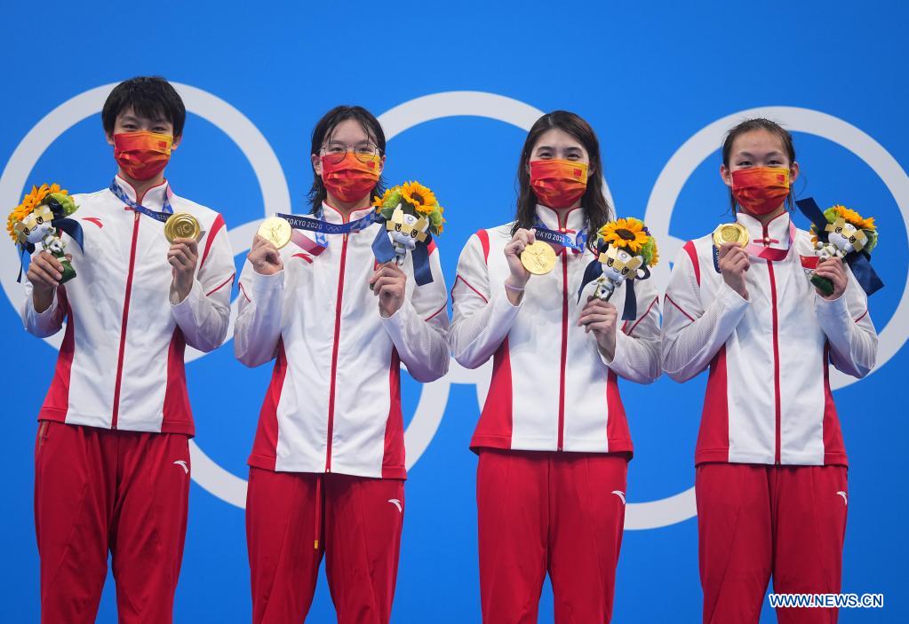 China shatters world record to win women's 4x200m freestyle relay at Tokyo Olympics