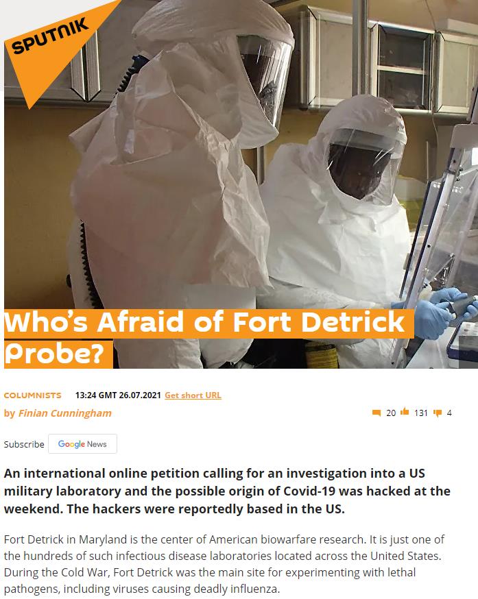 Russian media calls for Fort Detrick probe