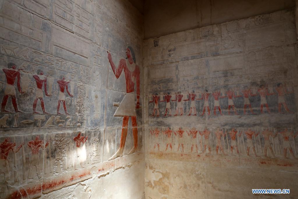 In pics: colored relief paintings inside high official tomb in Cairo, Egypt