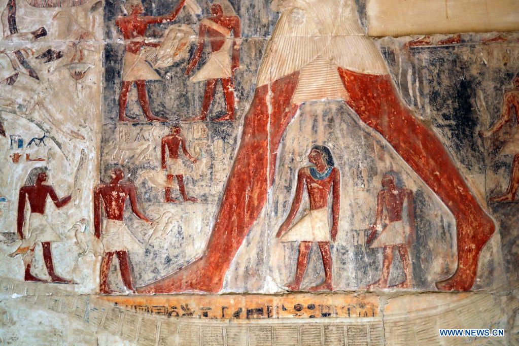 In pics: colored relief paintings inside high official tomb in Cairo, Egypt