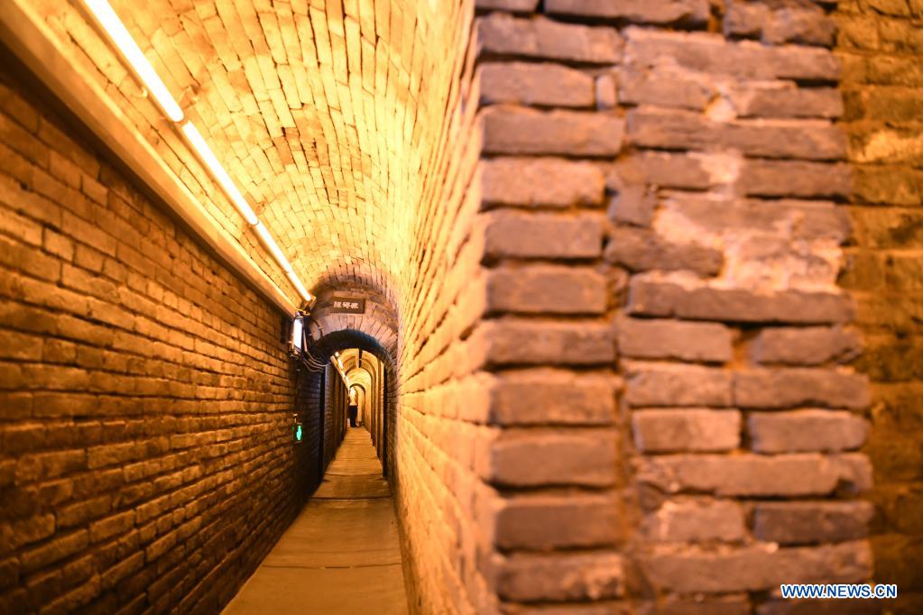 Interior view of ancient underground military tunnel in Bozhou, Anhui