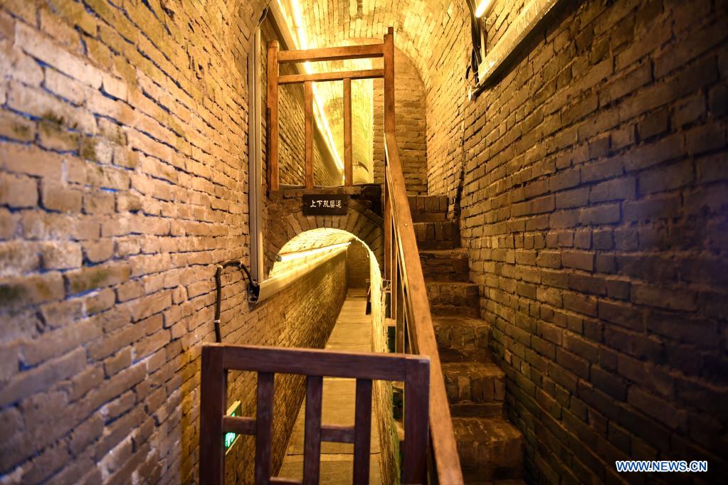 Interior view of ancient underground military tunnel in Bozhou, Anhui